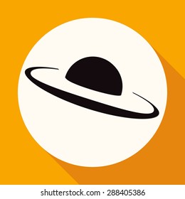 UFO Icon on white circle with a long shadow