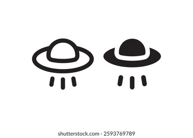 UFO Icon in Outline and Solid Styles Vector