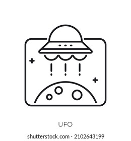 UFO icon. Outline style icon design isolated on white background