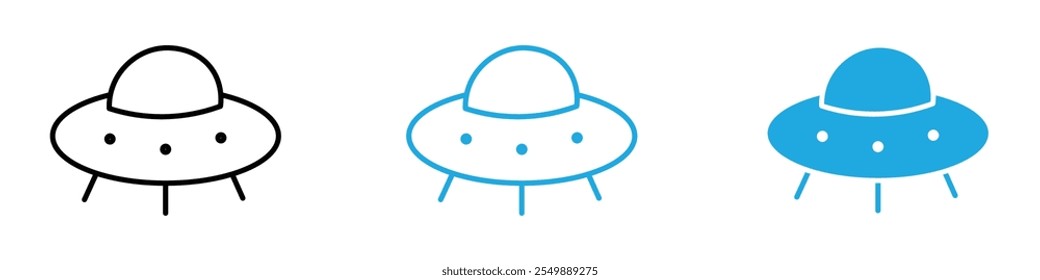 UFO icon Outline vector line set