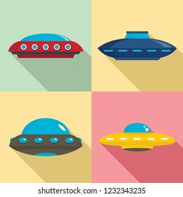 UFO icon set. Flat set of UFO vector icons for web design