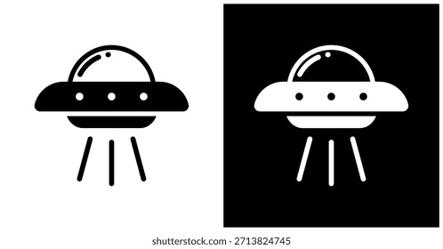 Ufo Icon Set In White And Black Background