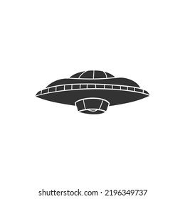 UFO Icon Silhouette Illustration. Alien Vector Graphic Pictogram Symbol Clip Art. Doodle Sketch Black Sign.