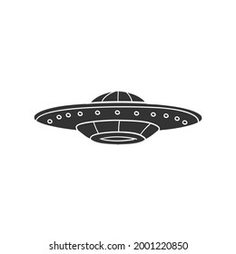 UFO Icon Silhouette Illustration. Space Alien Vector Graphic Pictogram Symbol Clip Art. Doodle Sketch Black Sign.