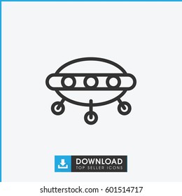 UFO icon. simple outline UFO vector icon. on white background.