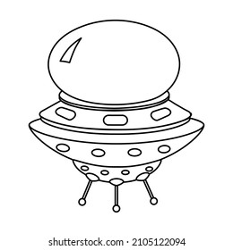 UFO icon, spacecraft of alien. Vector outline style