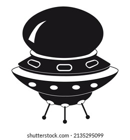 UFO icon, spacecraft of alien. Vector flat black color style