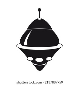 UFO icon, spacecraft of alien. Vector flat black color style