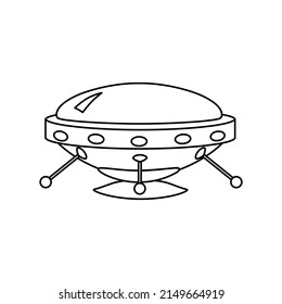 UFO icon, spacecraft of alien. Vector outline style illustration