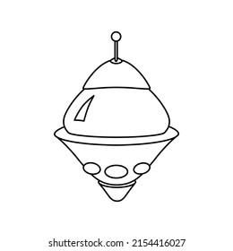 UFO icon, spacecraft of alien. Vector outline style