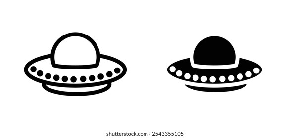 UFO icon symbol collection on white background.