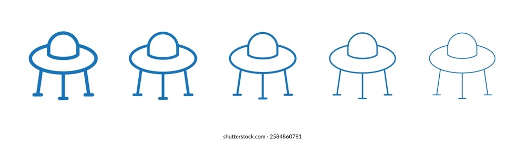 UFO icon Symbol collection thin outline set