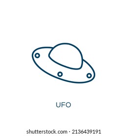 ufo icon. Thin linear ufo outline icon isolated on white background. Line vector ufo sign, symbol for web and mobile
