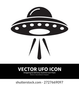 UFO Icon Vector – Nave espacial alienígena, platillo volador, ciencia ficción, símbolo de Tecnología espacial