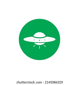 UFO Icon Vector in Circle Shape. Unidentified Flying Object Symbol