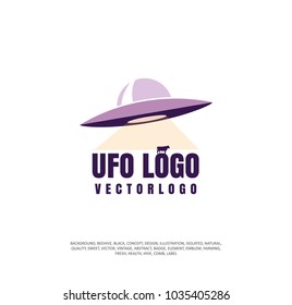 UFO Icon. Vector Illustration, Flying Saucer Emblem, Aliens Illustrator