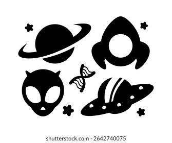 Conjunto de vetores de ícone Ufo. Coleção de sinais de ilustração de disco voador. Símbolo de estrangeiro 