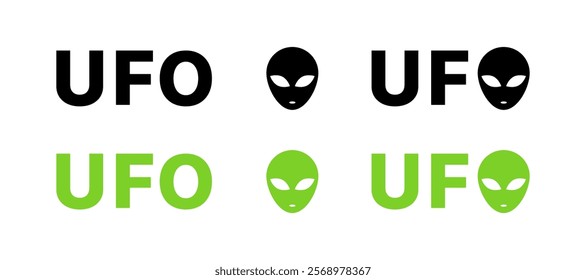 UFO icons. Aliens icons. Flat and silhouette style. Vector icons.