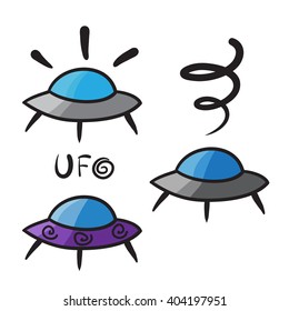 UFO icons set vector line symbols