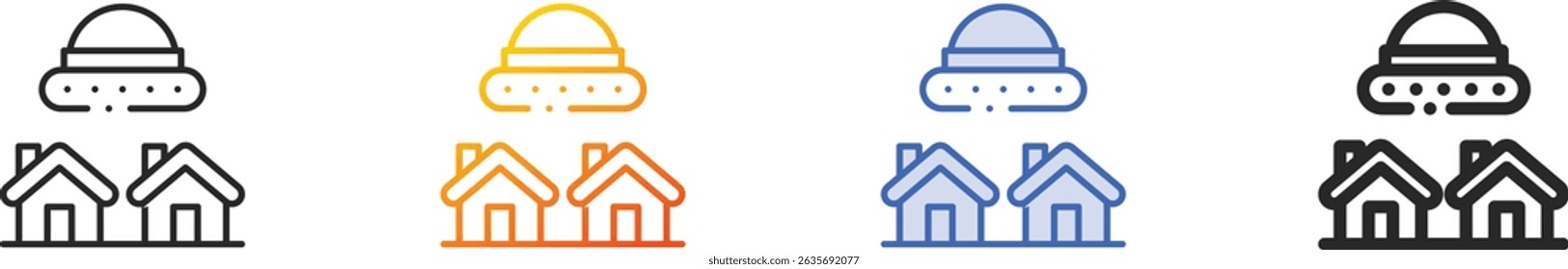 ufo icon.Thin Linear, Gradient, Blue Stroke and bold Style Design Isolated On White Background