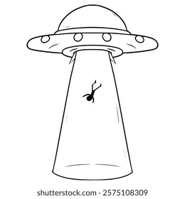 UFO illustration hand drawn outline vector