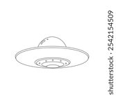 UFO ILLUSTRATION LINE ART VECTOR