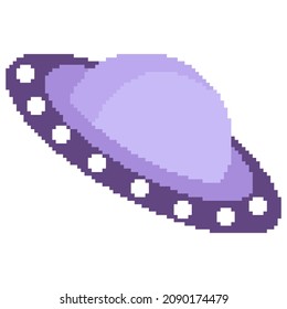 ufo illustration with pixel theme on white background