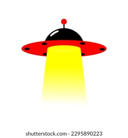 ufo illustration, ufo take people, isolated background. ufo green screen