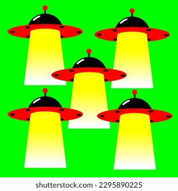 ufo illustration, ufo take people, isolated background. ufo green screen