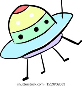 UFO, illustration, vector on white background.