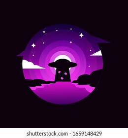 Ufo invasion Illustration Design Template