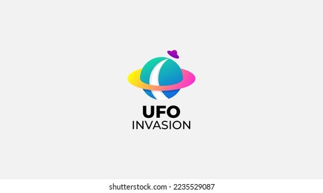 UFO-Invasion Vektorlogo, Design-Illustrationssymbol