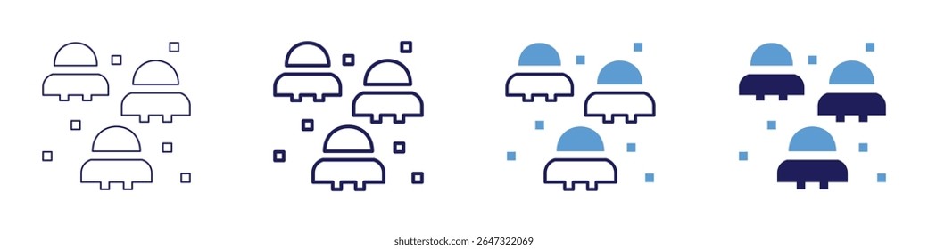 Ufo investigation icon in 4 different styles. Thin Line, Line, Bold Line, Duotone. Duotone style. Editable stroke.
