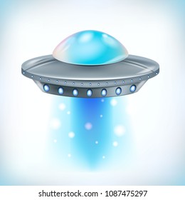 UFO isolated on white background. Alien spaceship illustration.