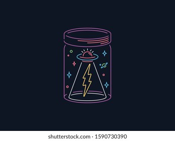 UFO in a jar vector illustration for any use