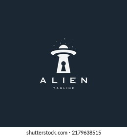 Ufo keyhole shape logo icon design template flat vector illustration