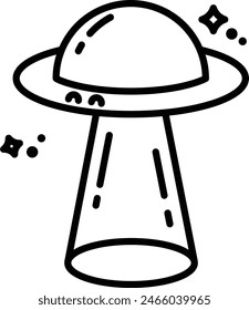 Ufo Landing light outline icon vector illustration