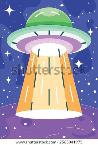 UFO Landing On Planet Background Vector