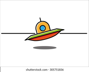 UFO landing with shadow