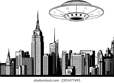ufo left the city in monochrome