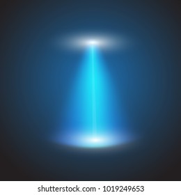 UFO light beam isolated on checkered background. Vector illustration.