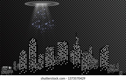 UFO light beam isolated on transparnt background. Vector illustration