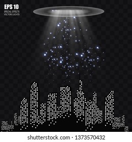 UFO light beam isolated on transparnt background. Vector illustration
