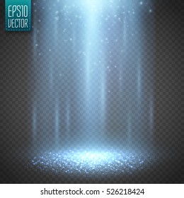 UFO light beam isolated on transparent background. Magic spotlight. Vector illustration