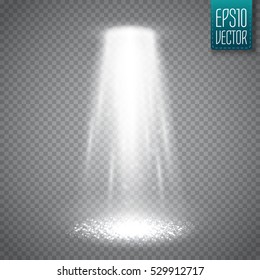 UFO Light Beam Isolated On Transparent Background. Magic Spotlight. Vector Illustration