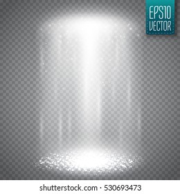UFO light beam isolated on transparent background. Magic spotlight. Vector illustration