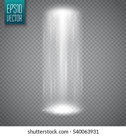 UFO Light Beam Isolated On Transparent Background. Magic Spotlight. Vector Illustration