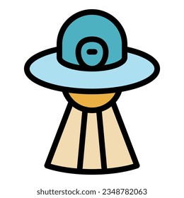 Ufo light icon outline vector. Space alien. Comic game color flat