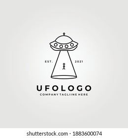 ufo line art logo, alien logo vector illustration design graphic