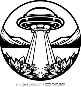 Ufo line art vector illustration